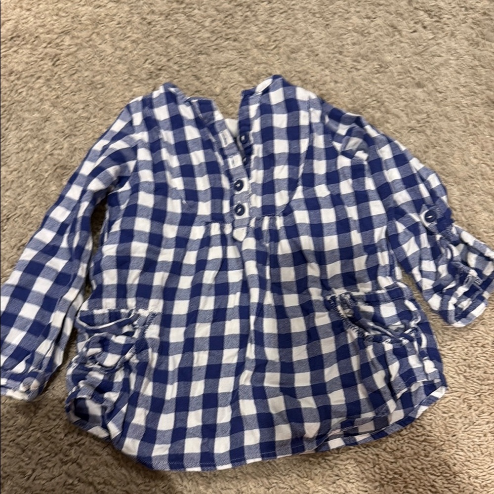 Mini Boden Blue and White Gingham Button Down Shirt